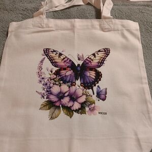 Floral Butterfly Canvas Tote Bag